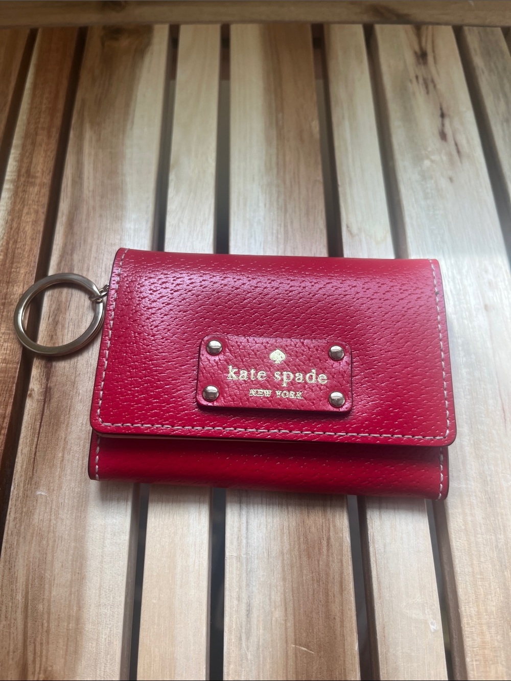 kate spade Red Pebbled Leather Key Wallet